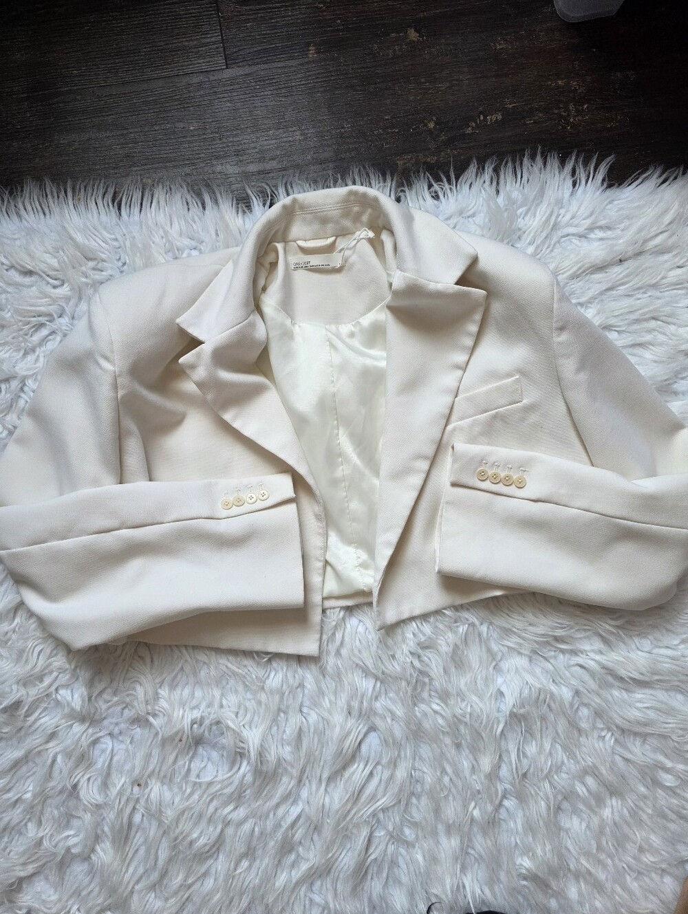 OAK + FORT Cropped Cream Blazer Jacket